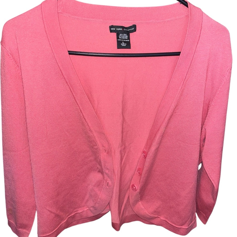 2/$20 🩷 New York & Company Women’s Buttoned Sweater Cardigan SIZE LARGE PINK